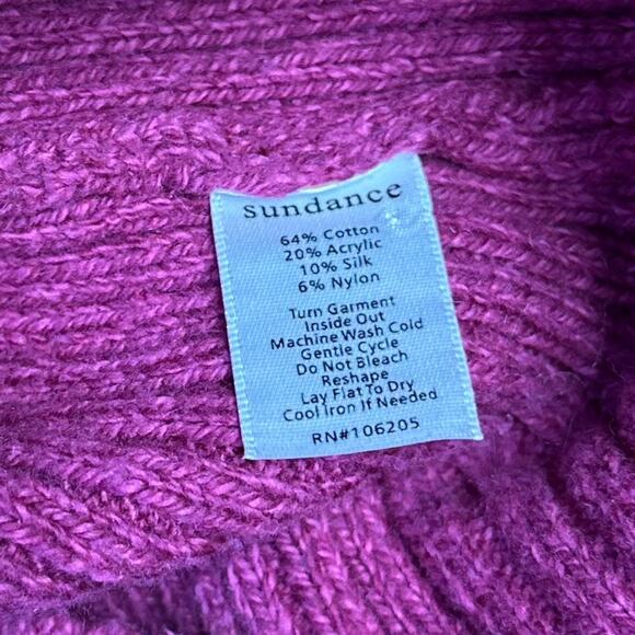 Sundance Birdie Ribbed Henley Sweater Large Berry Pink Soft Silk Winter Casual - Picture 7 of 7